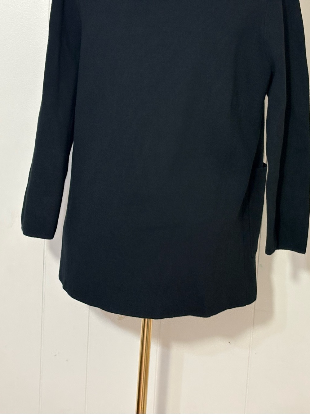 Quince 100% Organic Cotton Knit Blazer Black Size S Open Front - Picture 7 of 11